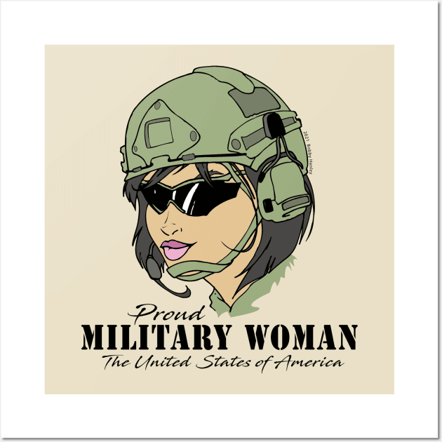 Proud Military Woman  V3  (light tees) Wall Art by Illustratorator